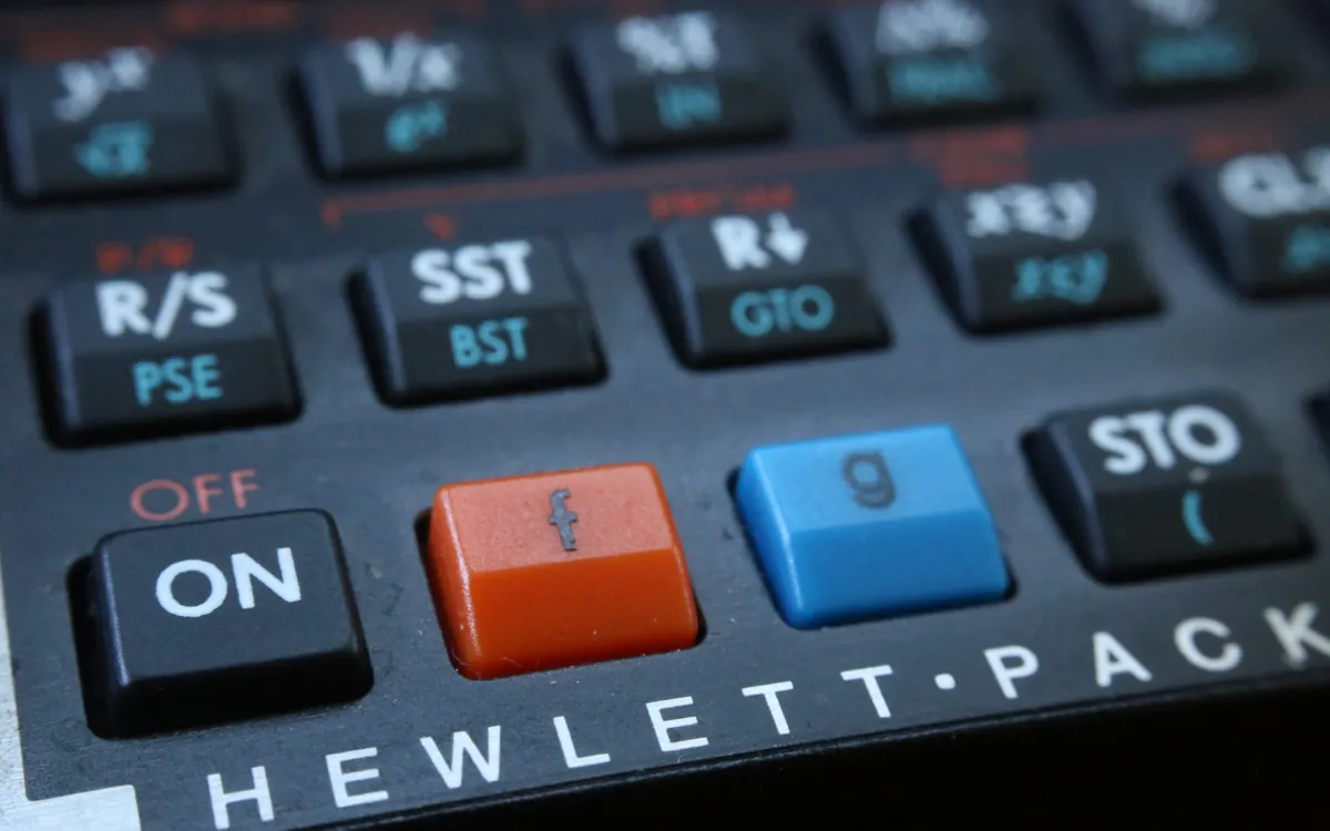 Close up of a financial calculator keypad