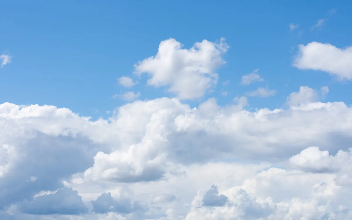 White clouds in a blue sky